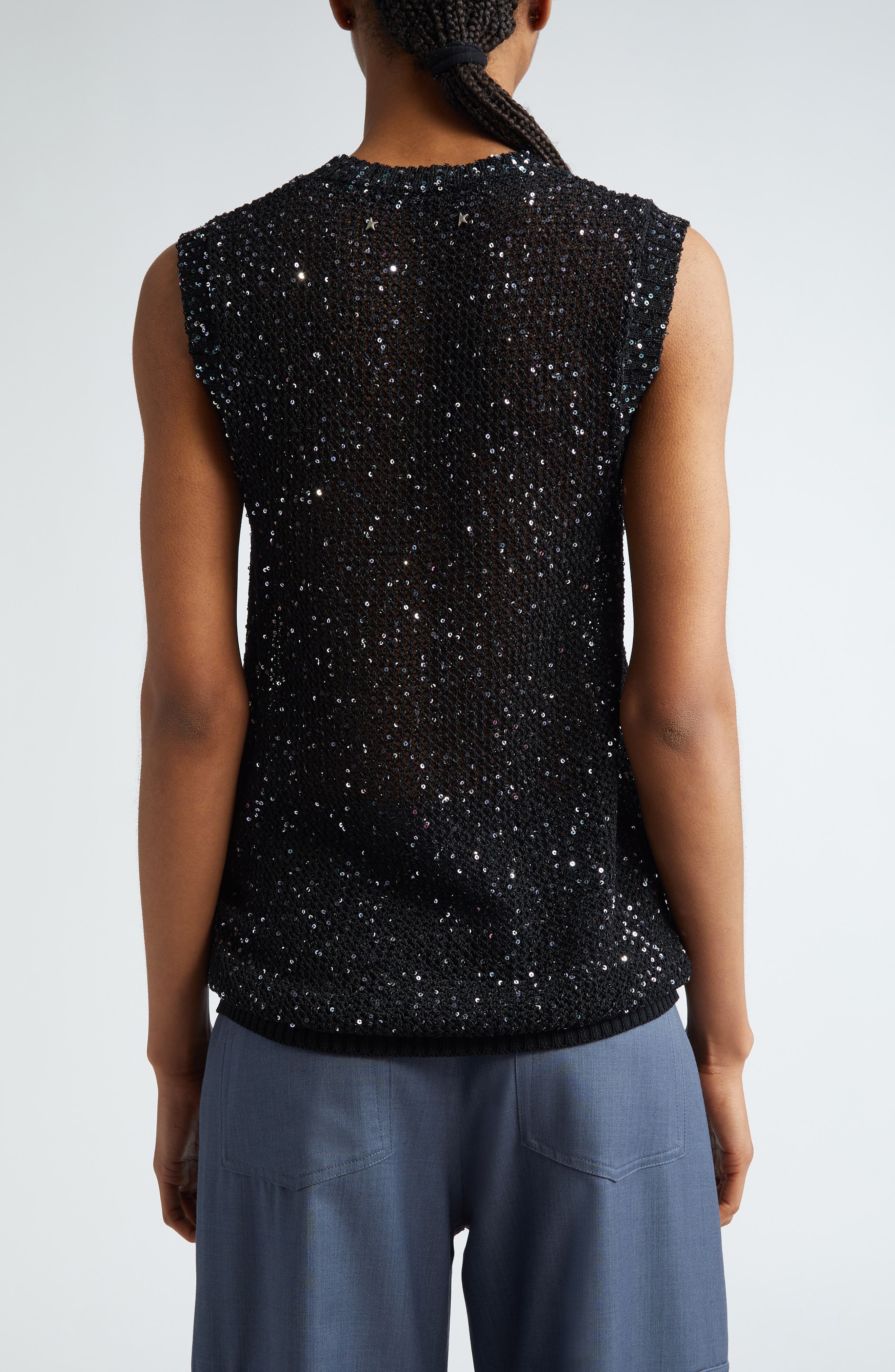 Golden Goose Journey Sequin Sleeveless Sweater in Black at Nordstrom - 3