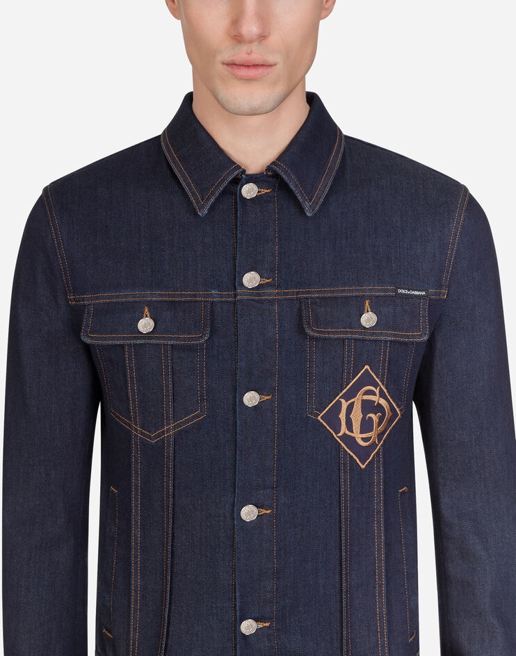 Stretch denim jacket with patch - 4