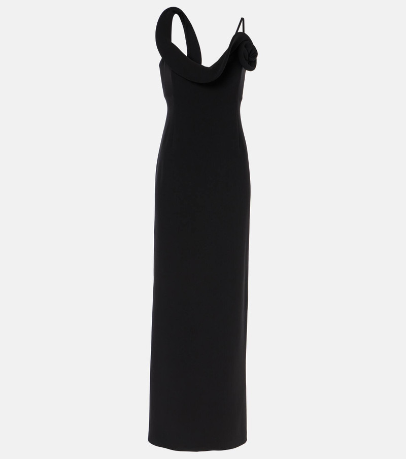 Floral-appliqué wool-blend maxi dress - 1