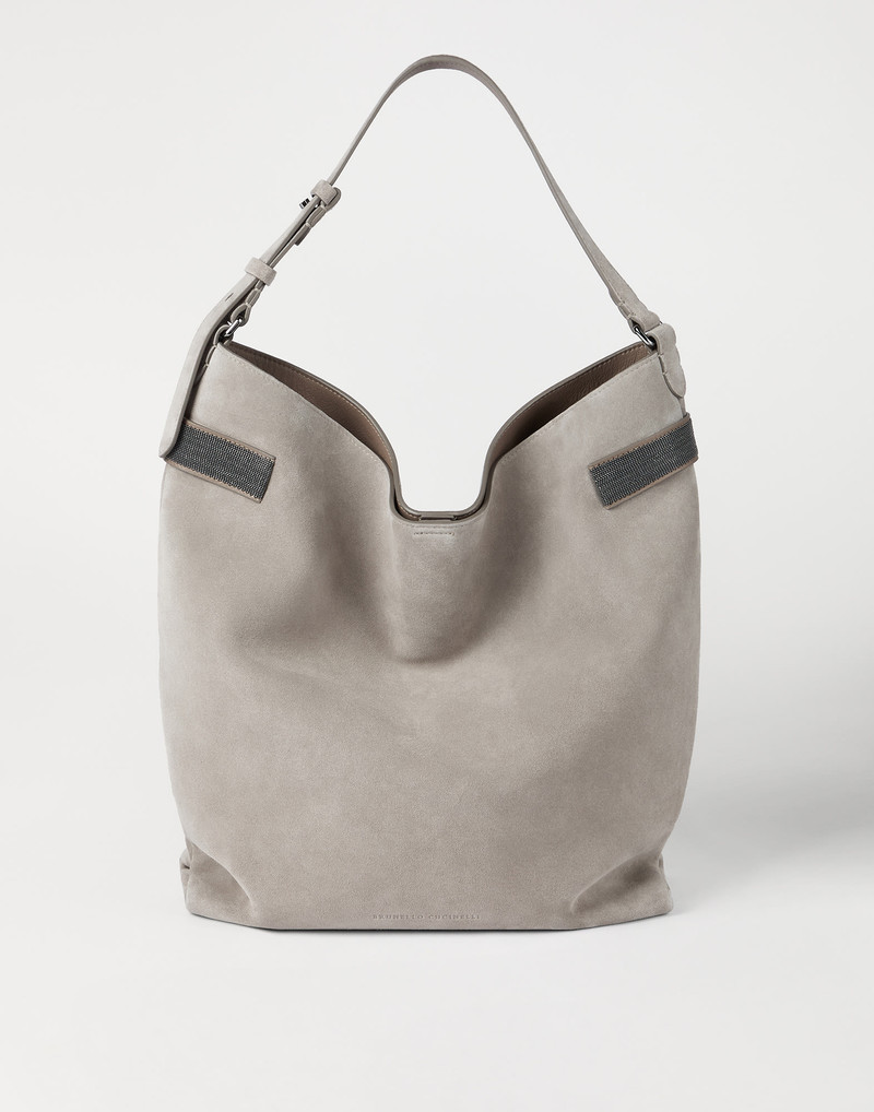Essence hobo bag in suede with precious bands 1
