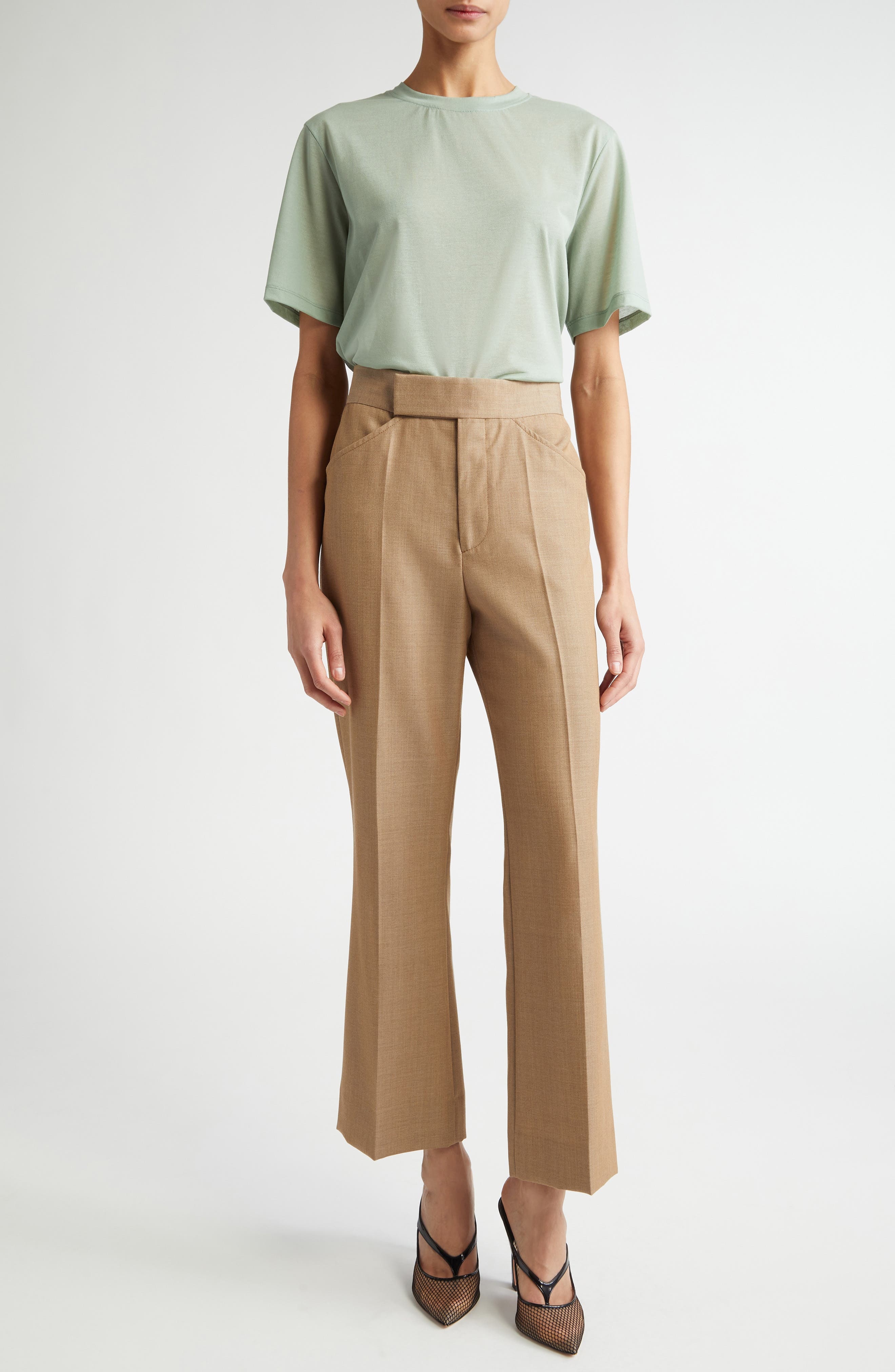 Victoria Beckham Classic Cotton Blend T-Shirt in Wasabi at Nordstrom - 2