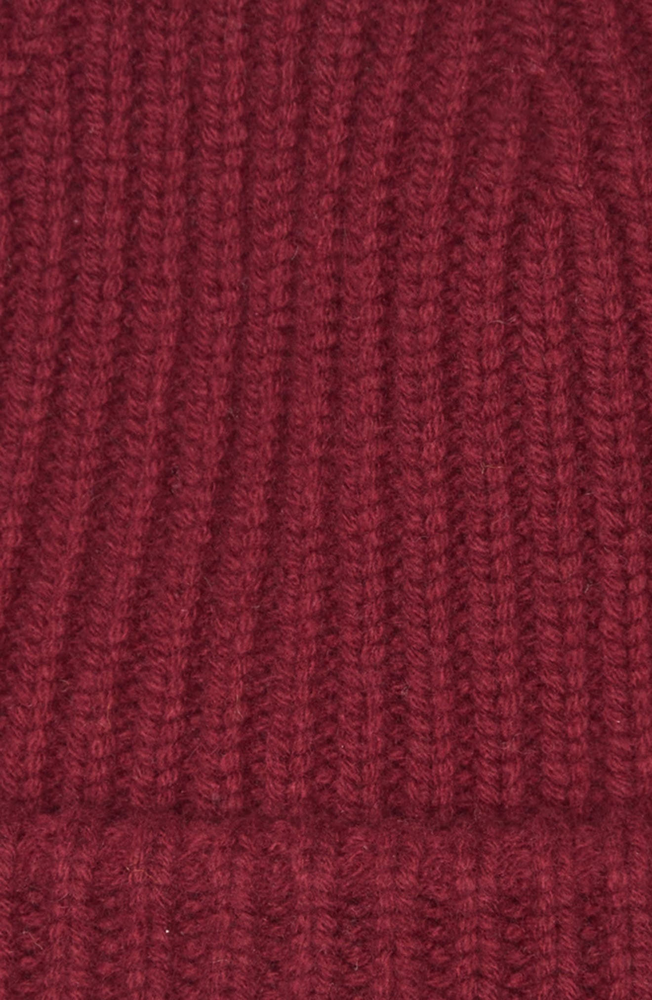 Moncler Logo Patch Virgin Wool & Cashmere Beanie in Dark Mahogany at Nordstrom - 4