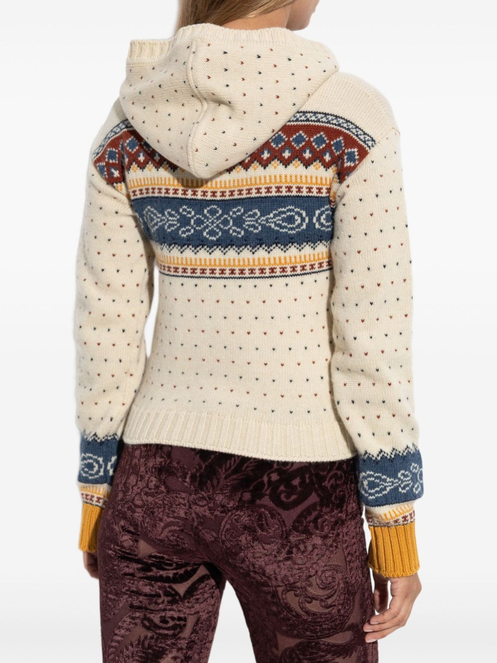 patterned hooded sweater - 3