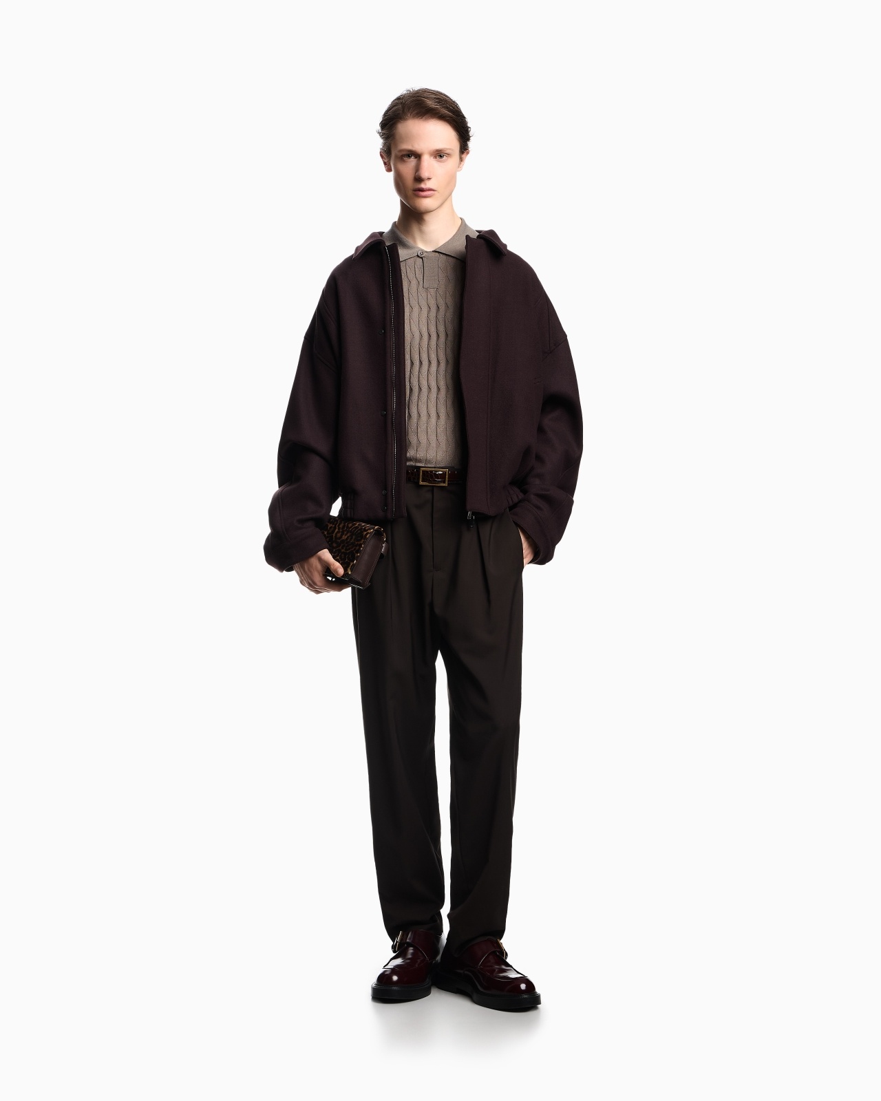ASV LYOCELL-BLEND JUMPER WITH POLO-SHIRT COLLAR IN AN EMBOSSED, PATTERNED STITCH - 2
