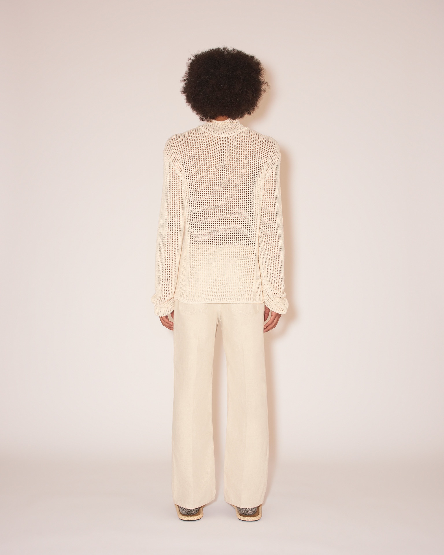 JIM - Textured cotton long-sleeve top - Creme - 4