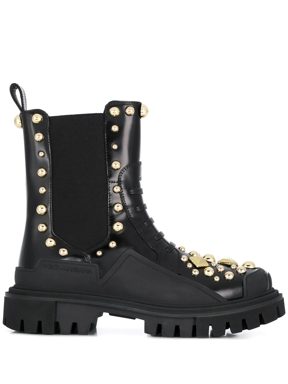 studded embroidery combat boots - 1