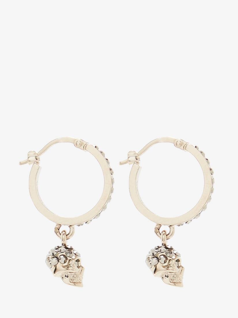 Women's Skull Mini Creole Hoop Earrings in Light Gold - 2