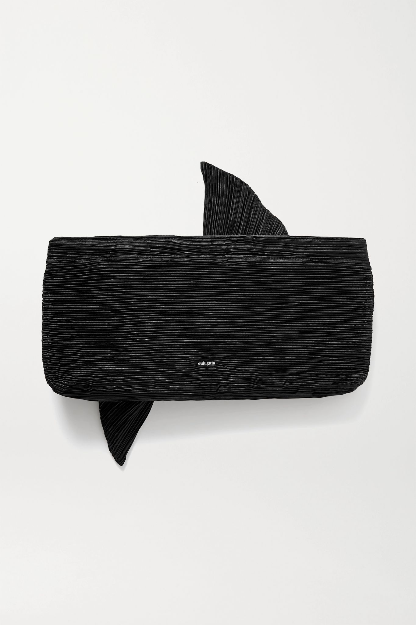 Banu bow-embellished plissé-satin clutch - 3