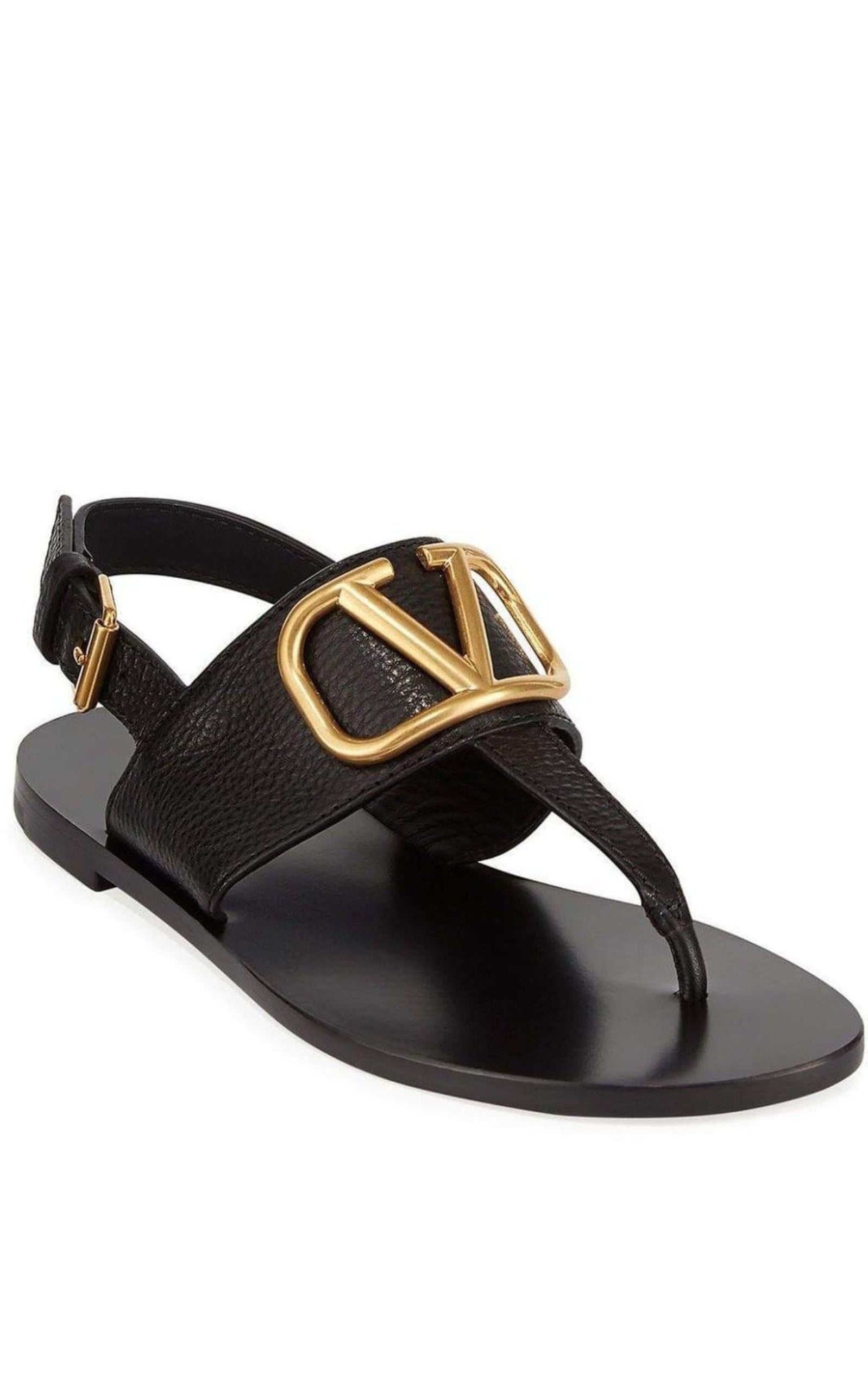 V-LOGO Leather Thong Sandal - 1