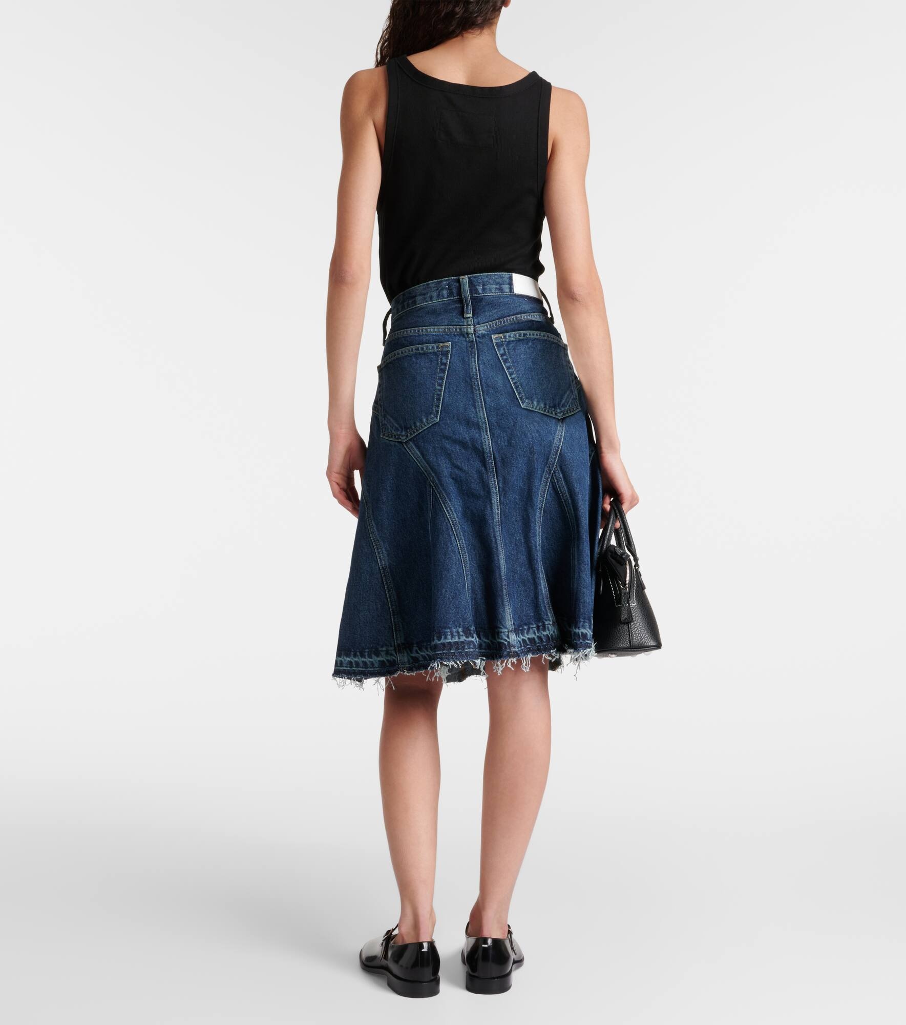 Pleated denim midi skirt - 3