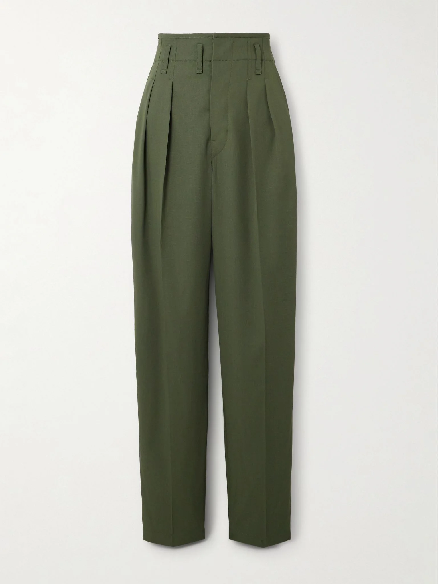 Pleated wool tapered pants Green - 1