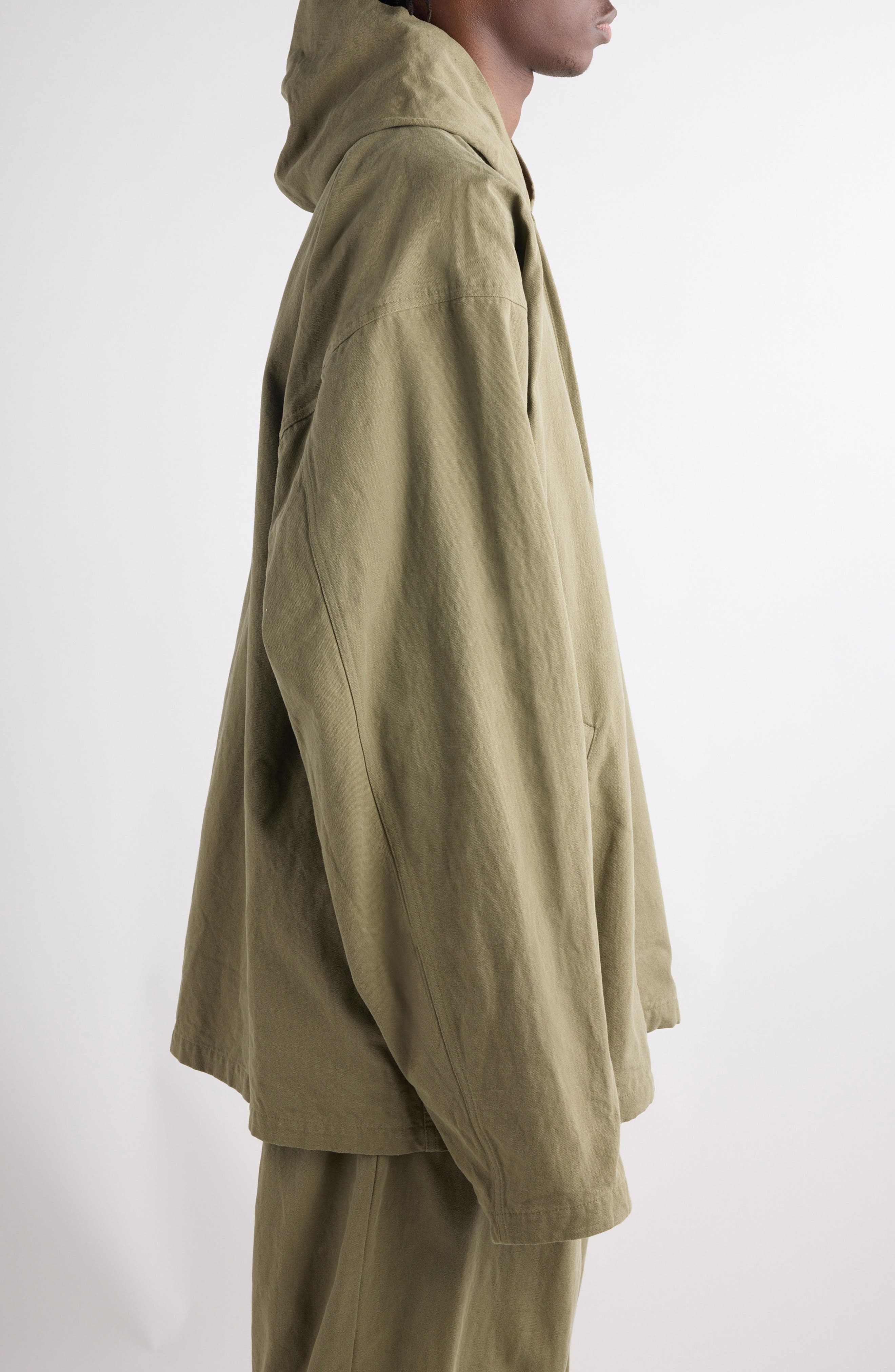 Balenciaga Oversize Cotton Hooded Jacket in 3420 Linden at Nordstrom - 4