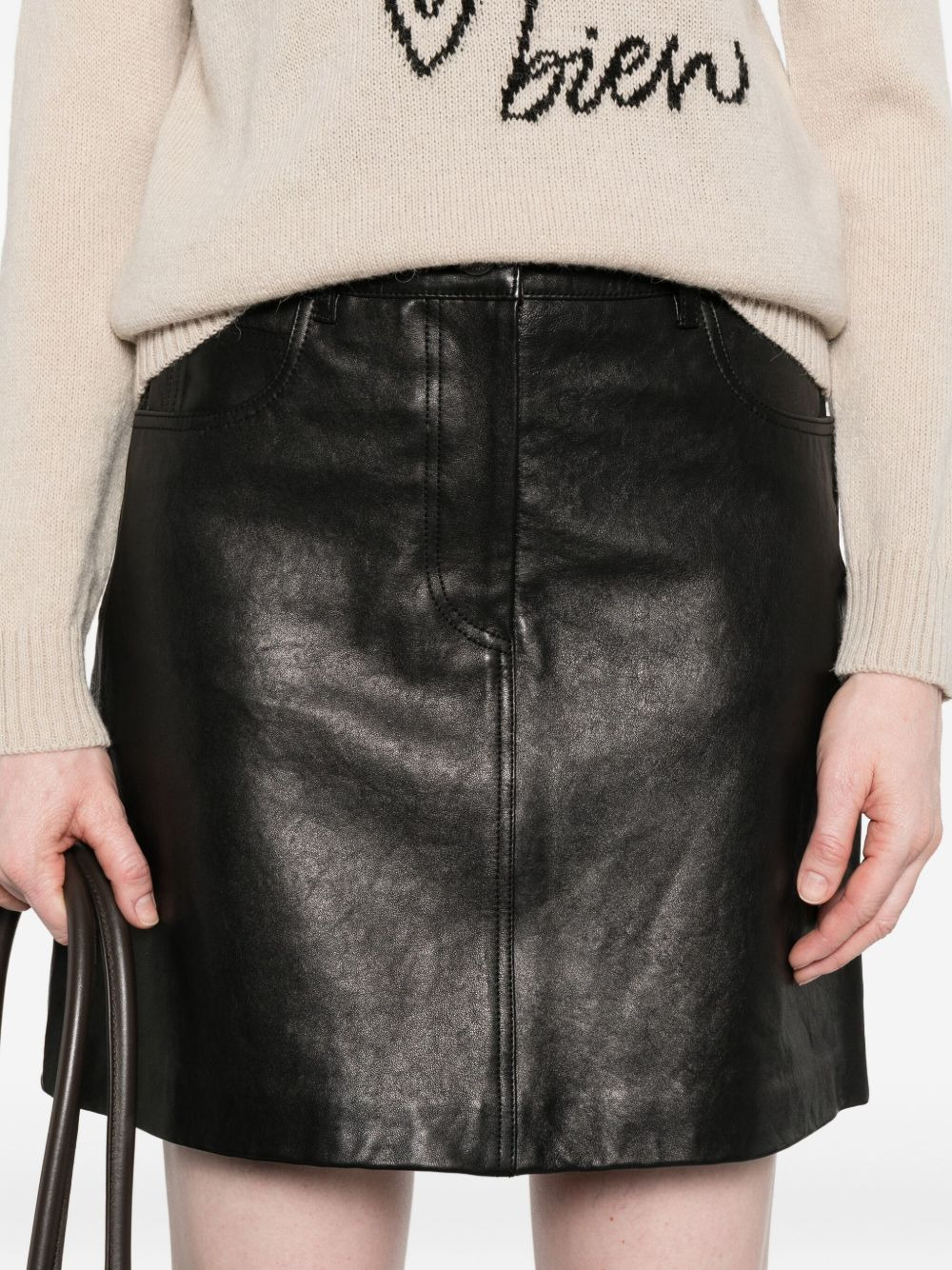 leather pocket mini skirt - 5