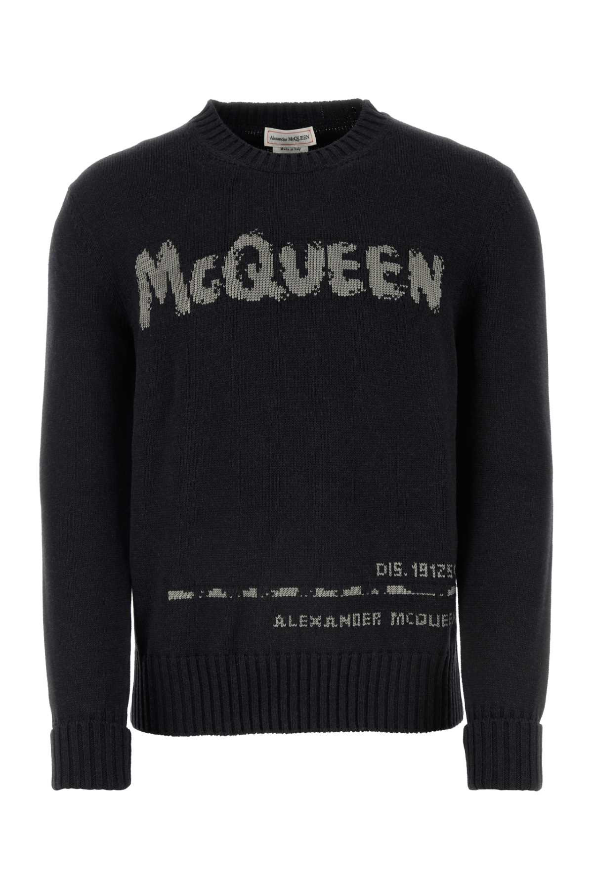 Alexander Mcqueen Men Charcoal Cotton Sweater - 1