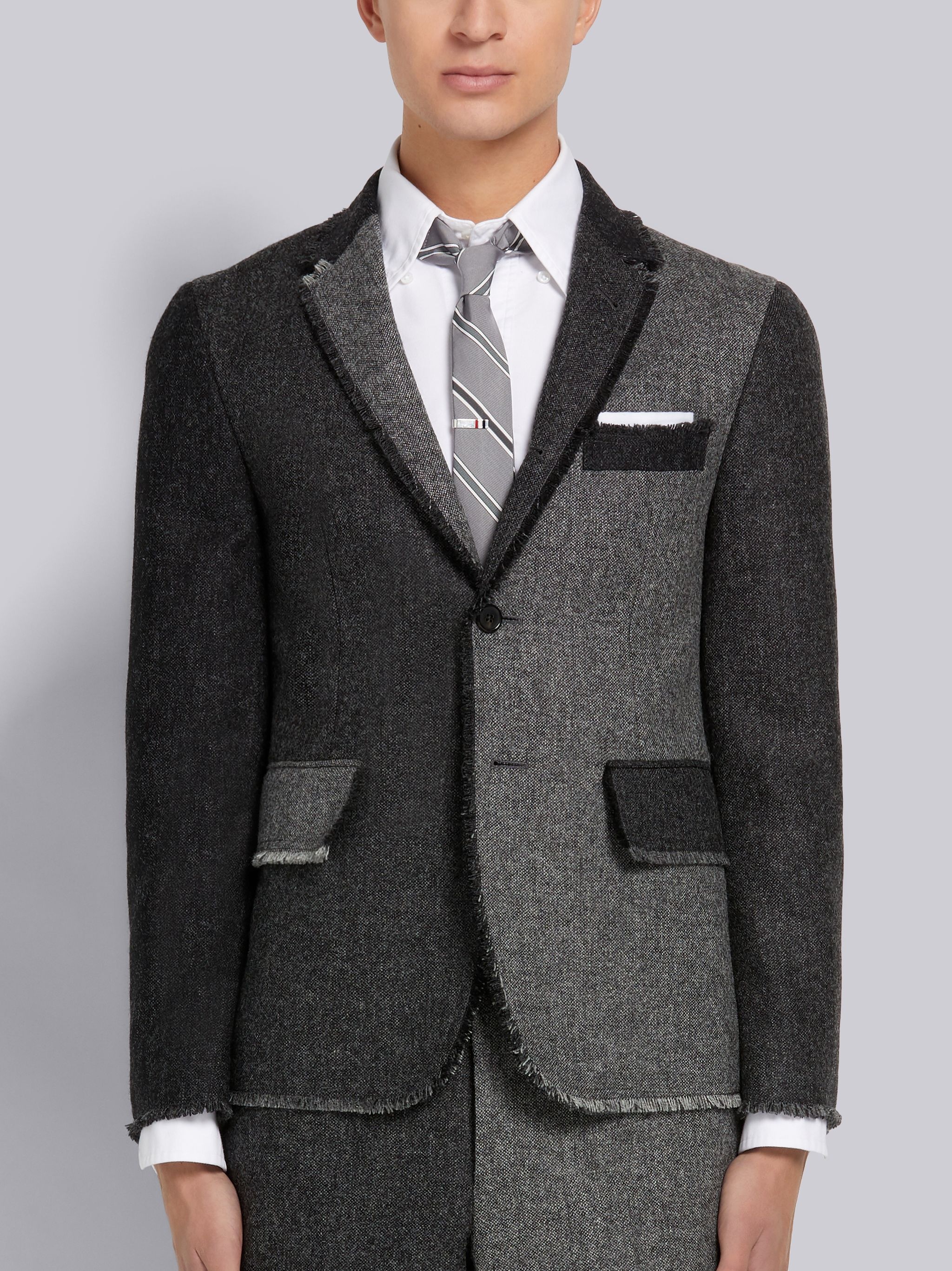 Medium Grey Funmix Donegal Tweed Unconstructed Classic Sport Coat - 1