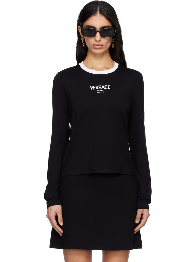 Black Stretch Viscose-Jersey T-shirt 1