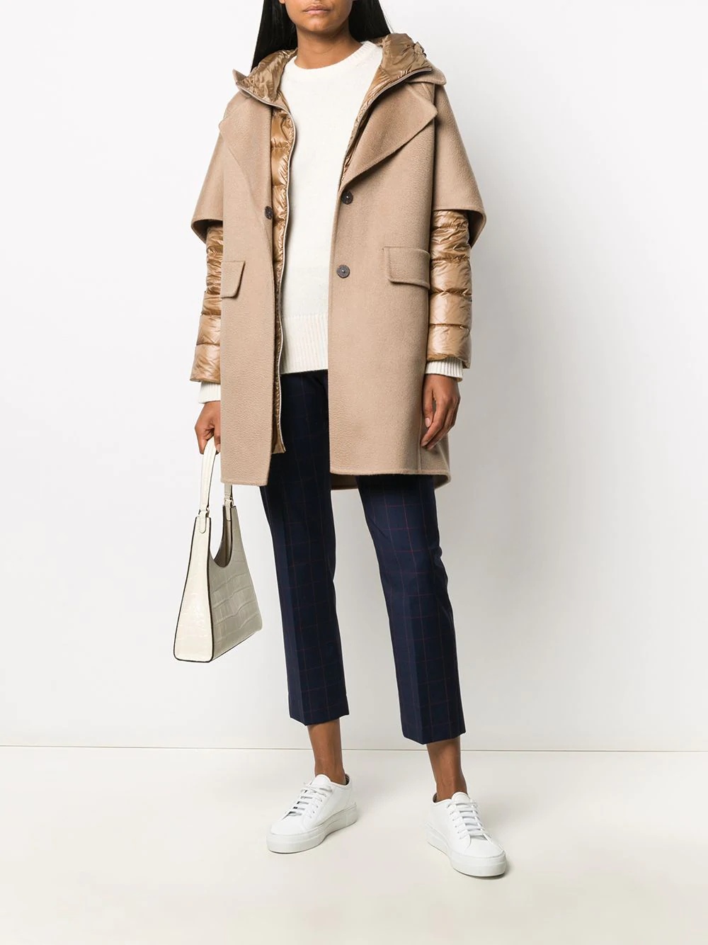 layered hooded coat - 2