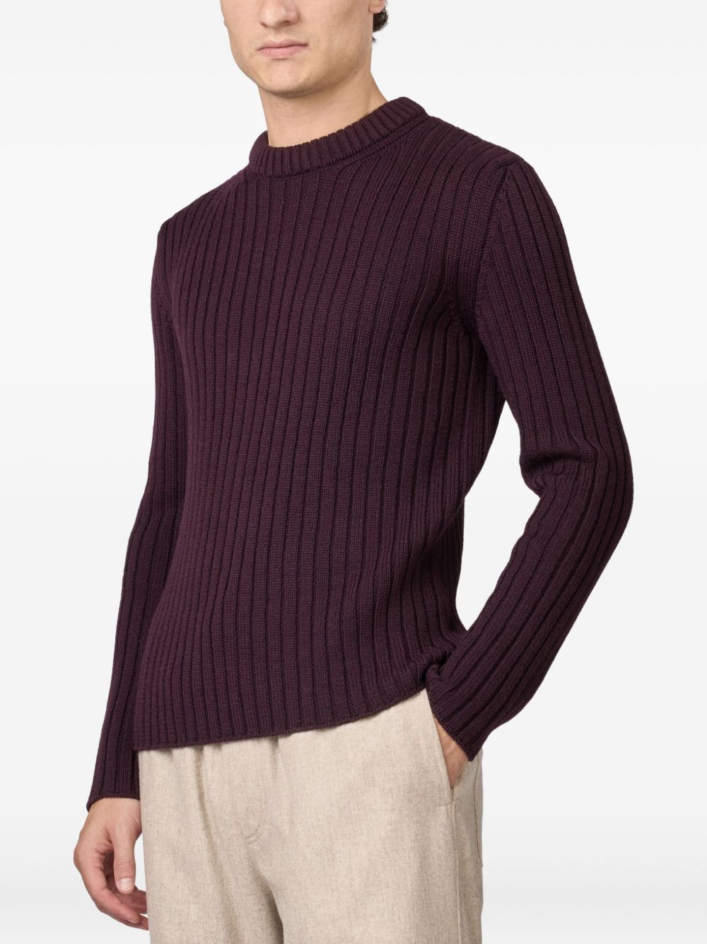 ribbed crew-neck sweater - 3