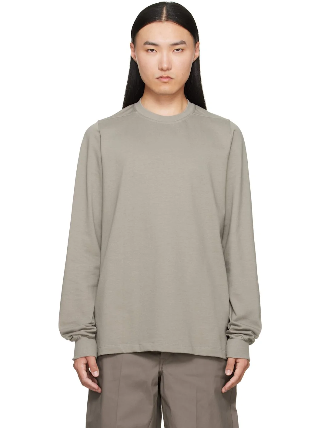Gray Tower Short Crewneck LS T-shirt - 1