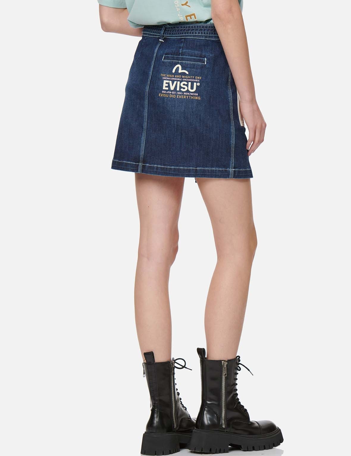 LOGO DENIM SKIRT WITH CARGO POCKET - 3