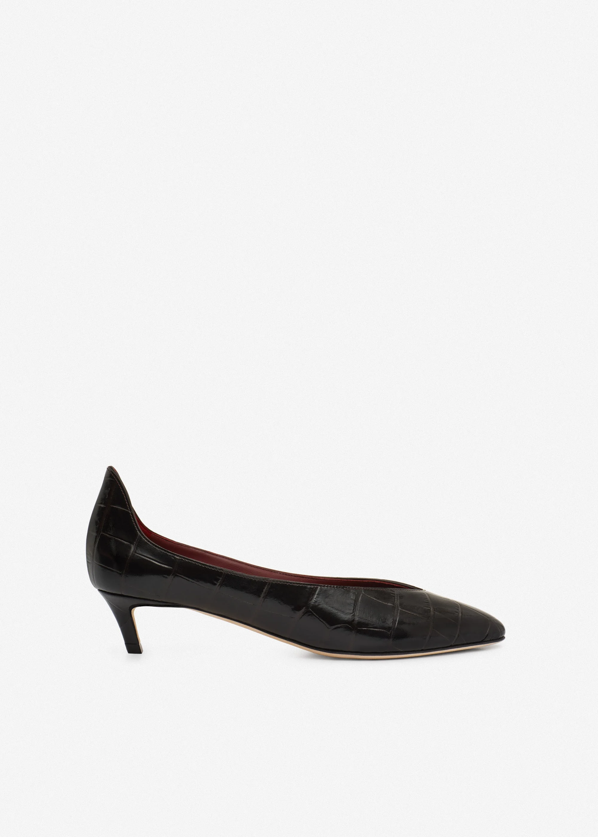 Almond pumps in croco-embossed leather - 1