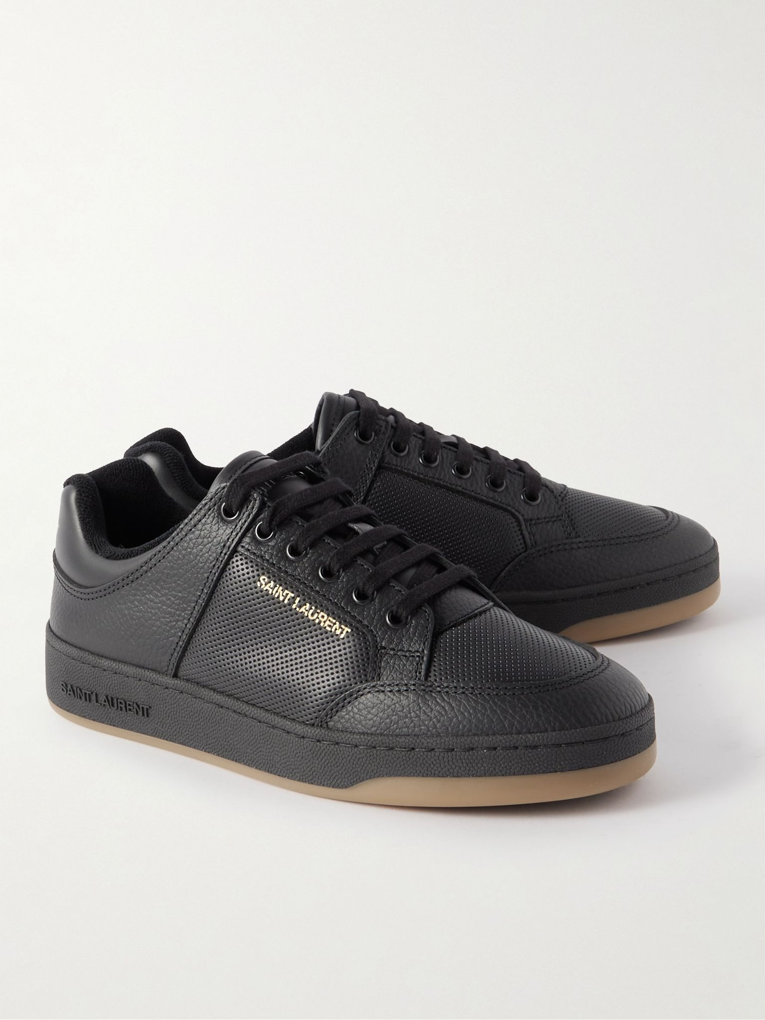 SL/61 Perforated Leather Sneakers Black - 4