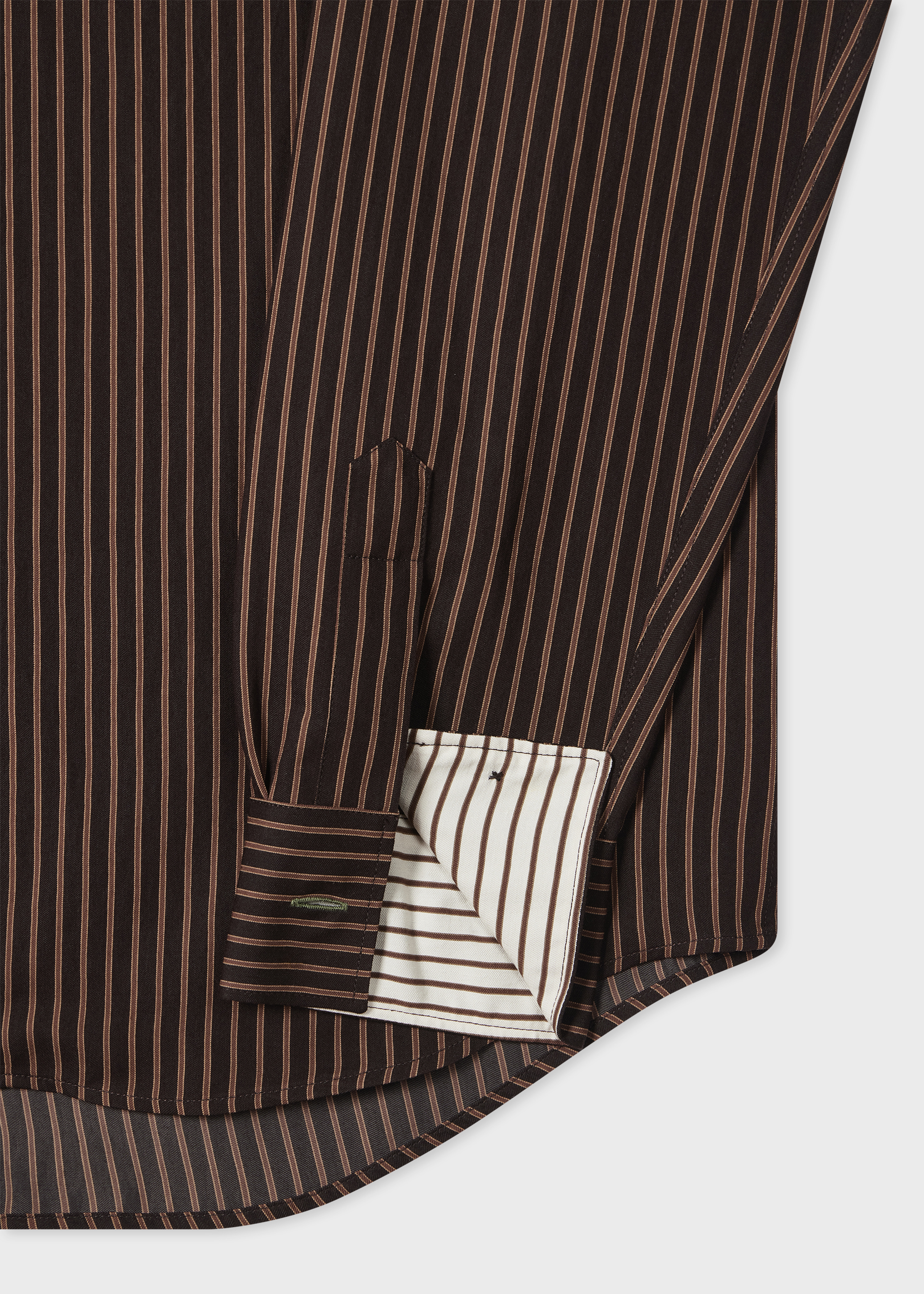 Brown Stripe Viscose-Blend Shirt - 2
