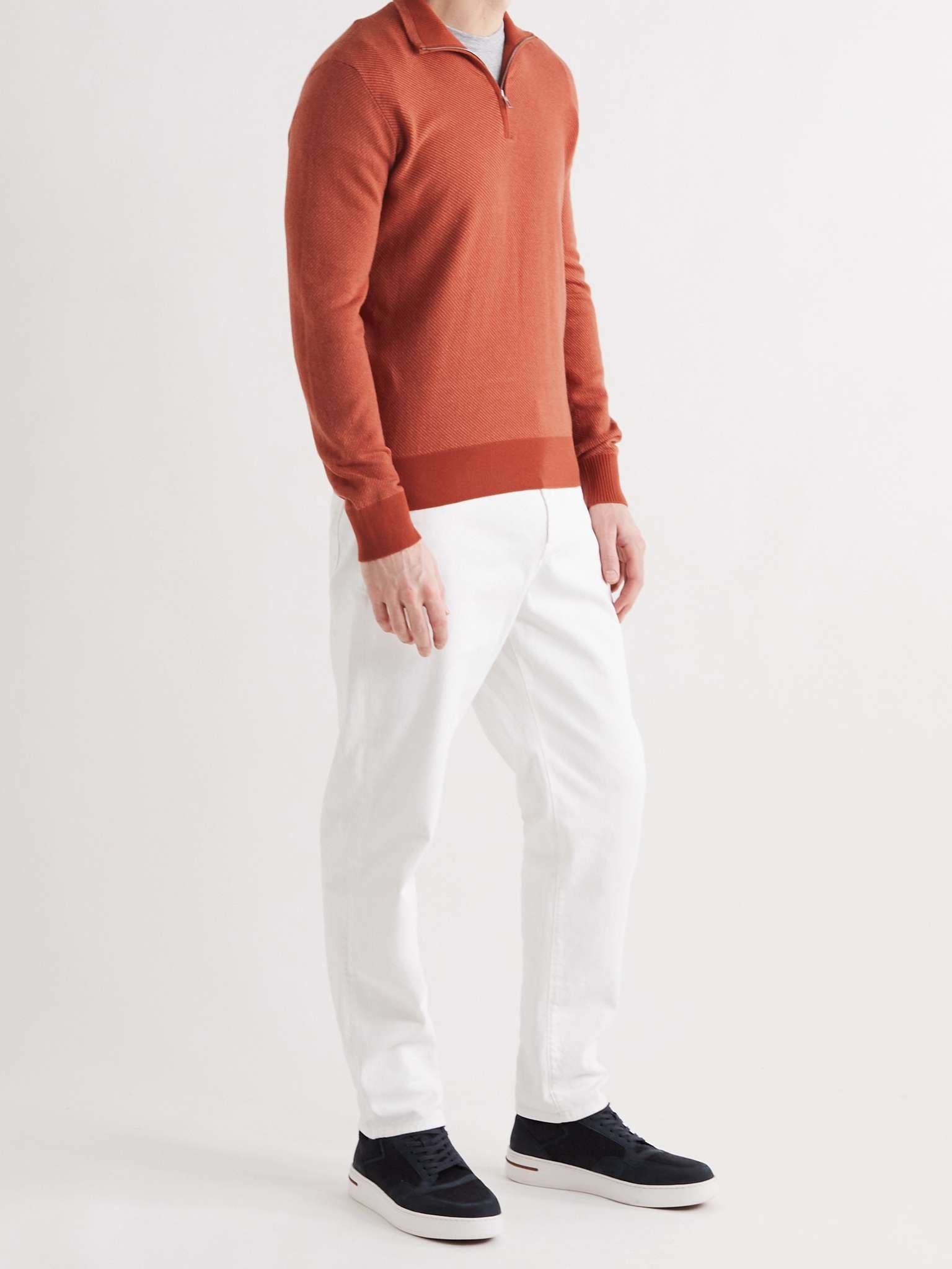 Roadster Striped Cashmere Half-Zip Sweater - 2