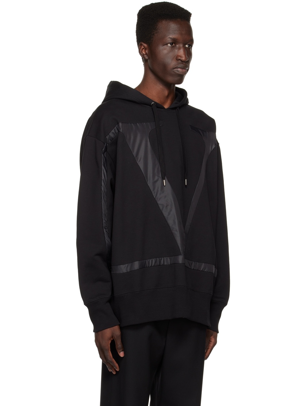 Black Paneled Hoodie - 2