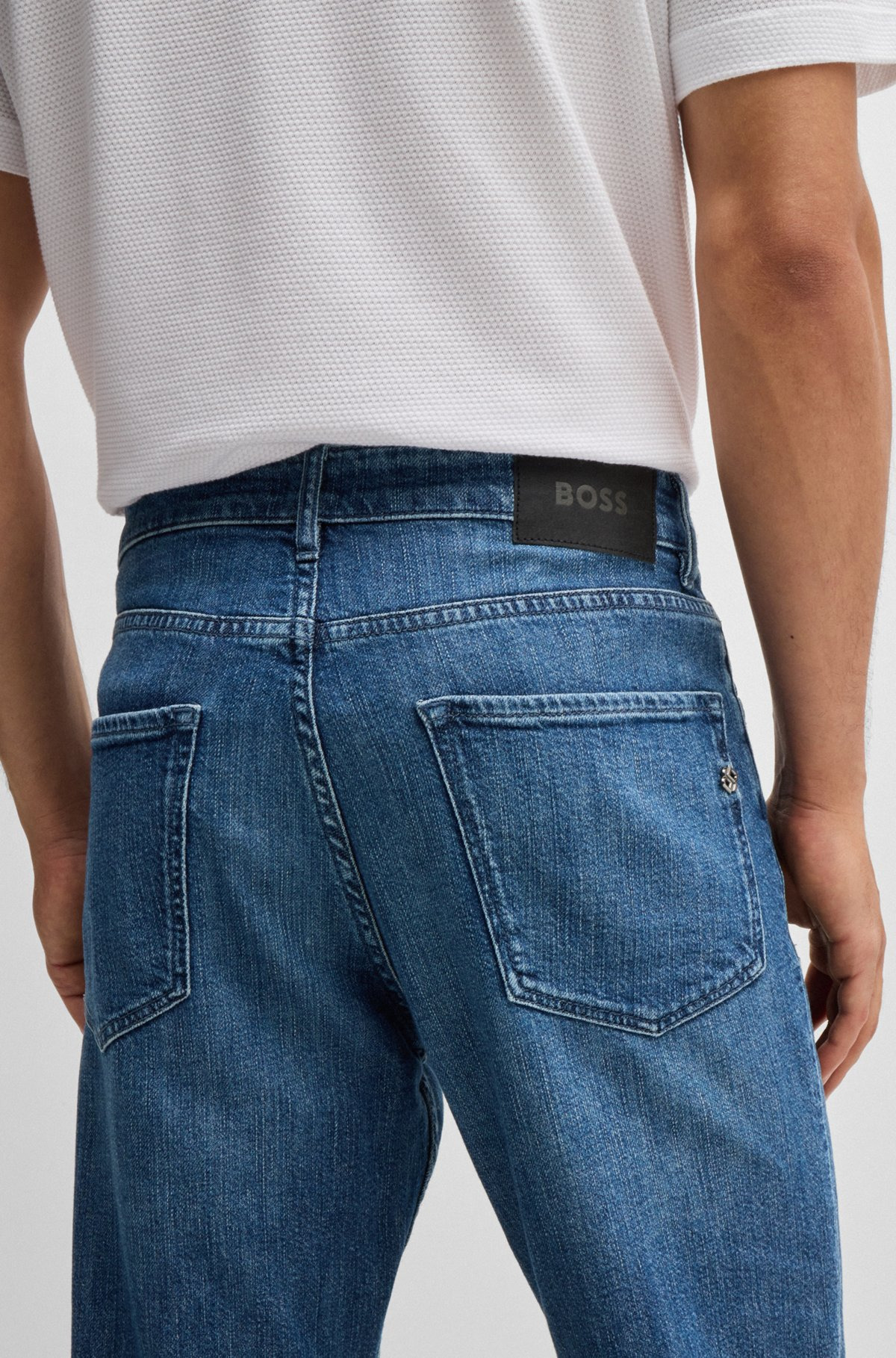 REGULAR-FIT JEANS IN BLUE MECHANICAL-STRETCH DENIM - 5