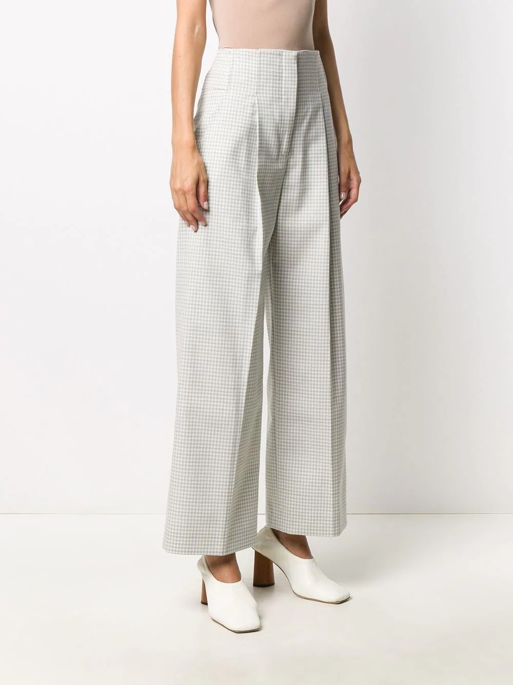 high-waist check print trousers - 3