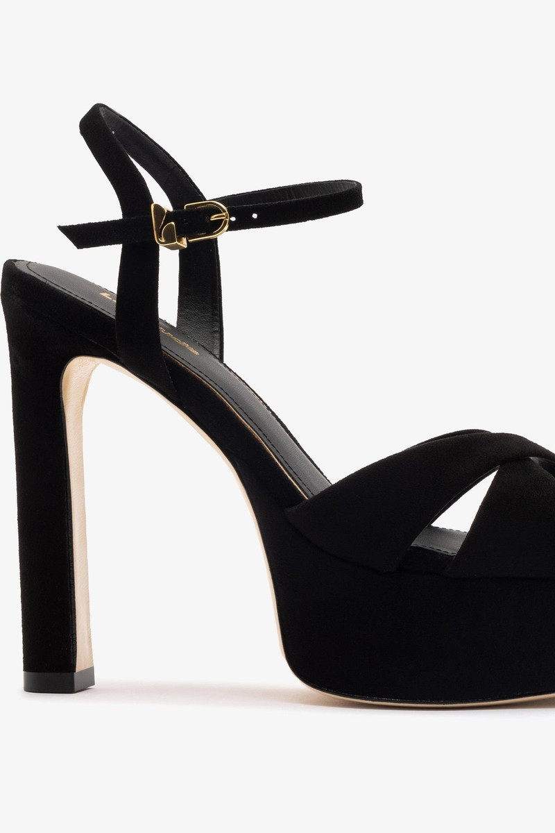 Bianca High Platform Sandal In Black Suede 4