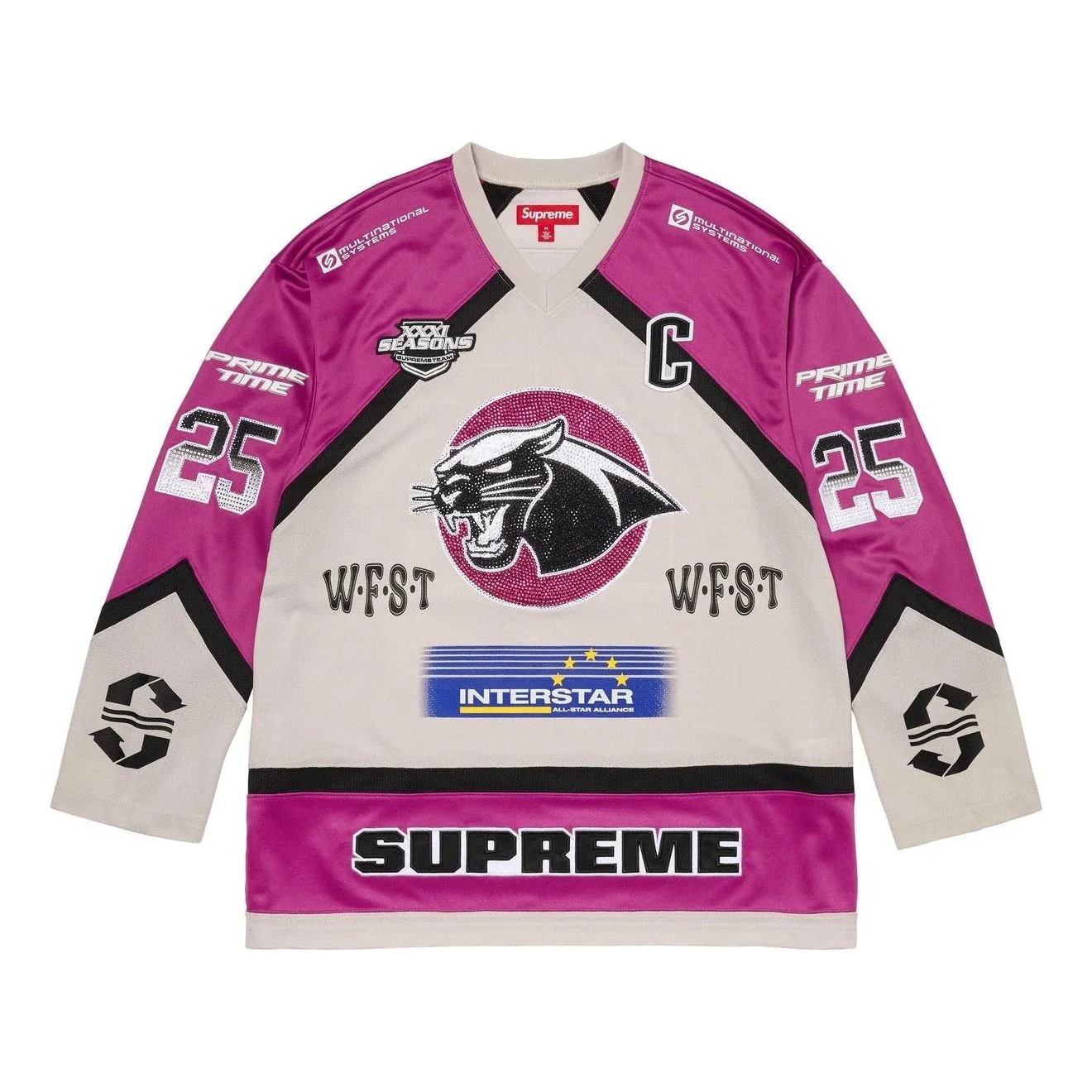 Supreme Rhinestone Hockey Jersey 'Light Grey' SS25KN29-LIGHT-GREY - 1