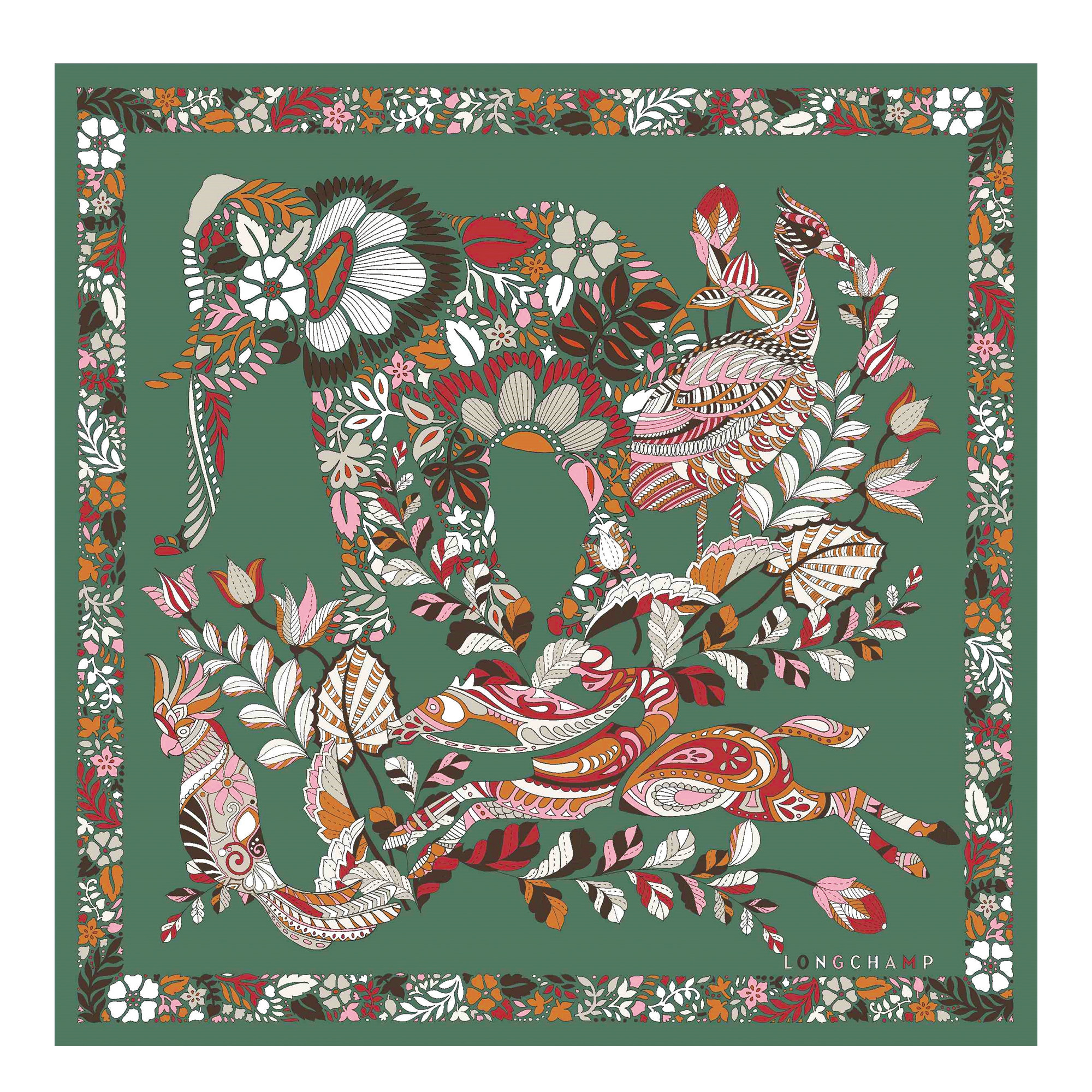 Forêt Longchamp Silk scarf 50 Sage - Silk - 1