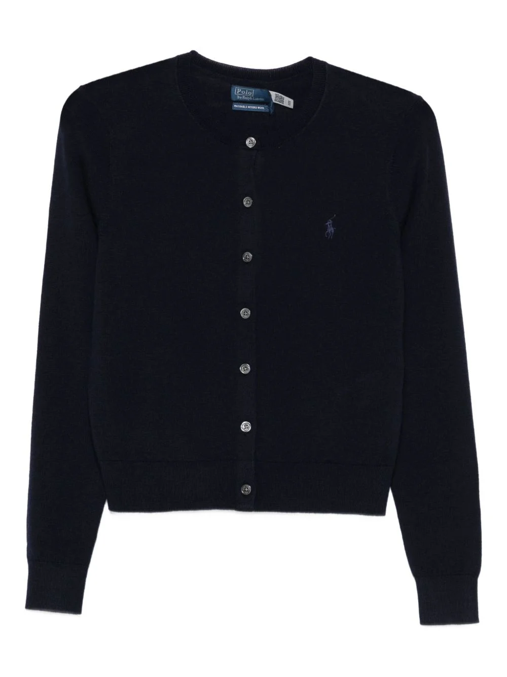 button-front embroidered-logo cardigan - 1
