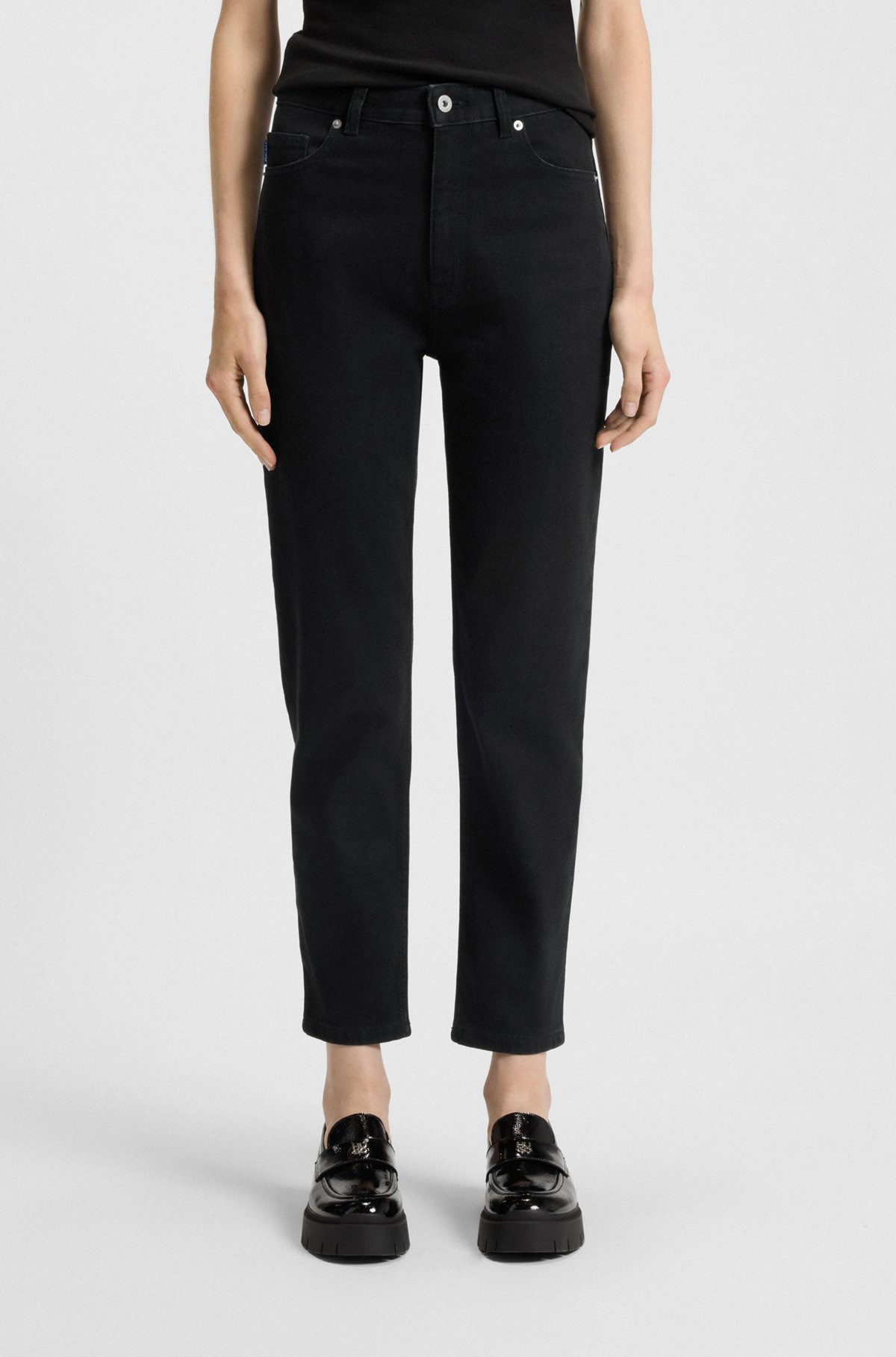 MOM-FIT JEANS IN BLACK RINSE-WASH DENIM - 2