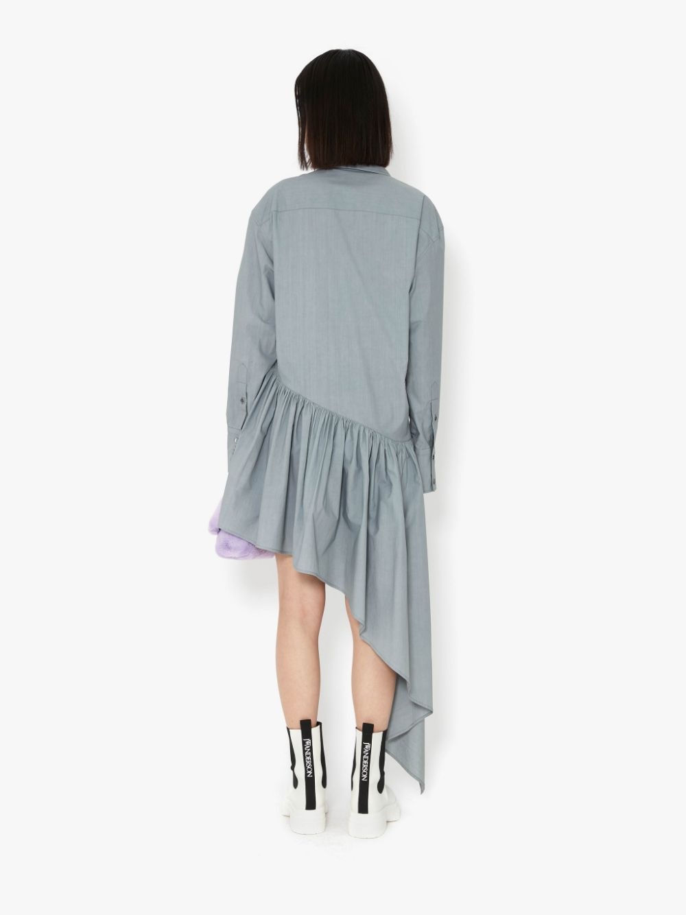 ASYMMETRIC GATHERED PEPLUM SHIRT DRESS - 4