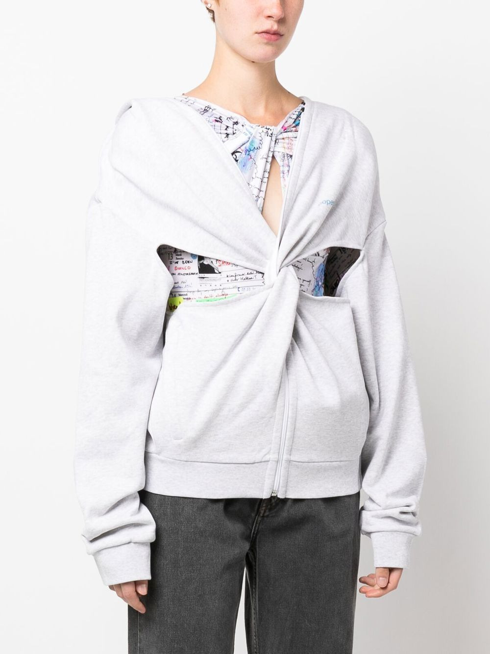 twisted cut-out hoodie - 3
