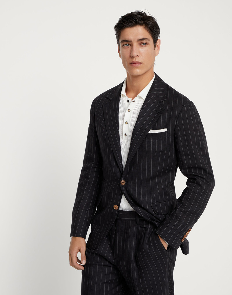 Linen chalk stripe deconstructed blazer 1