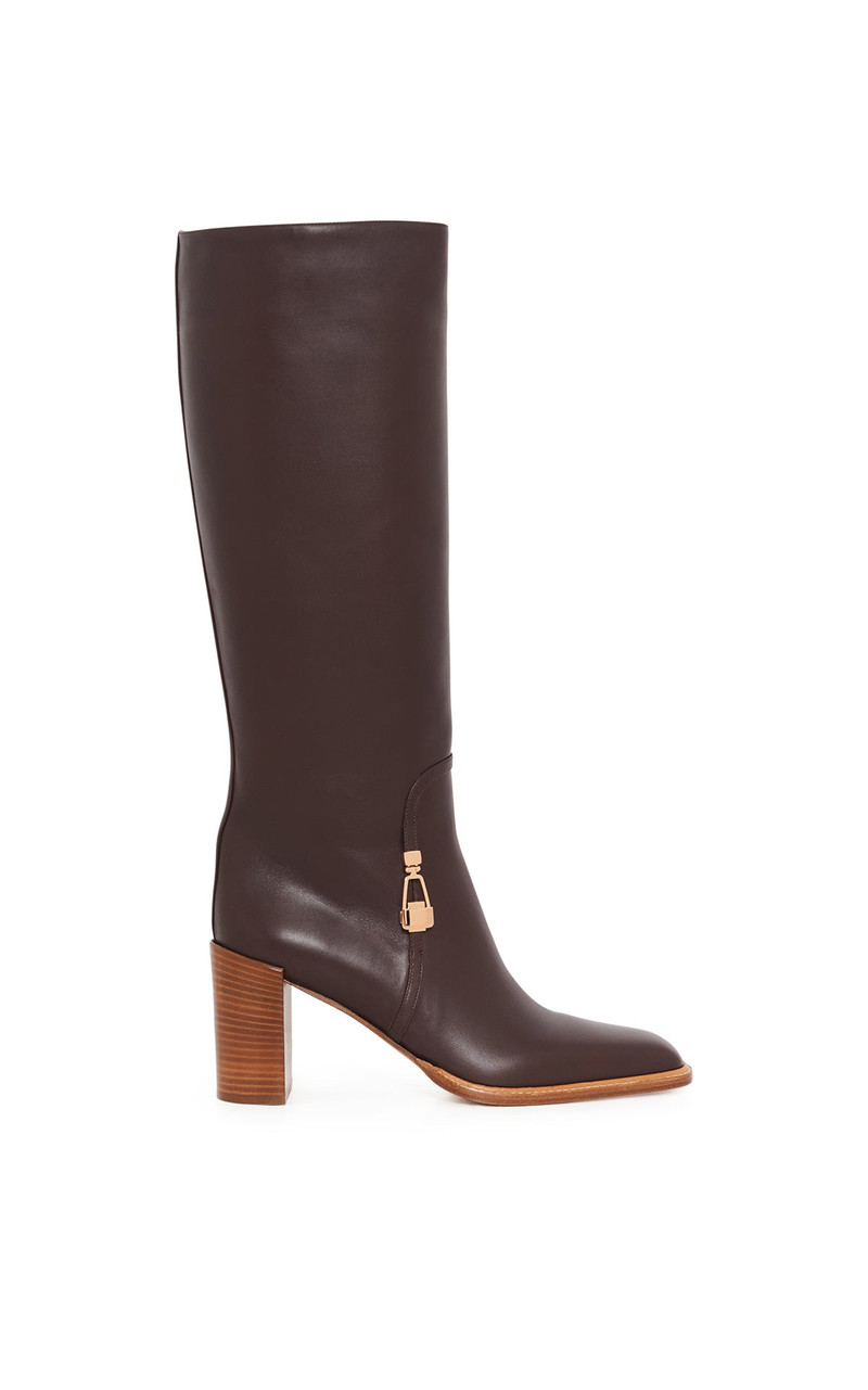 Nina Clasp Tall Boot in Dark Chocolate Leather 1