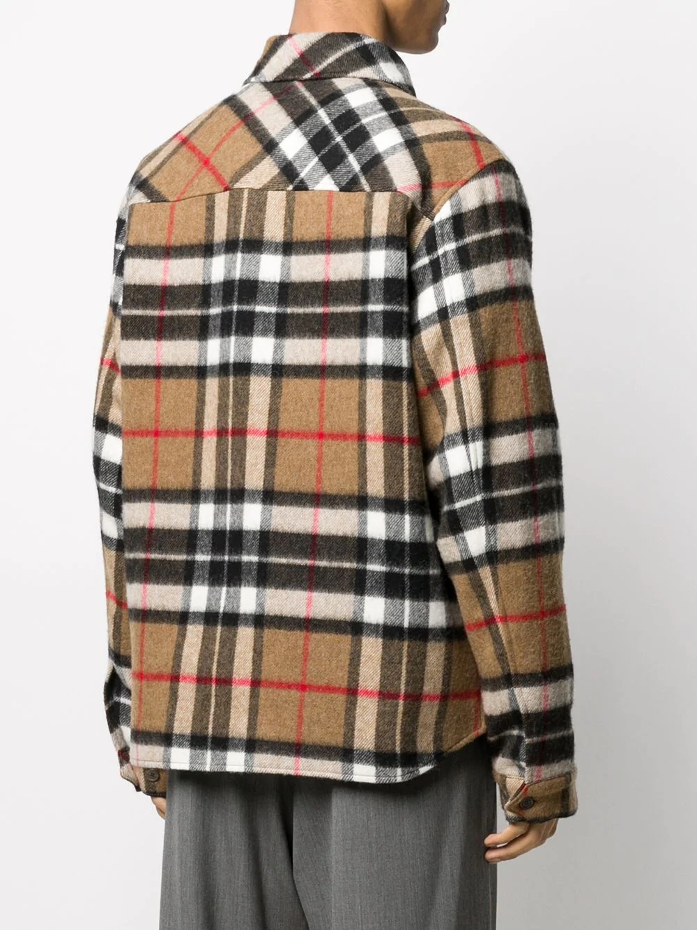 checked half-zip wool shirt - 5