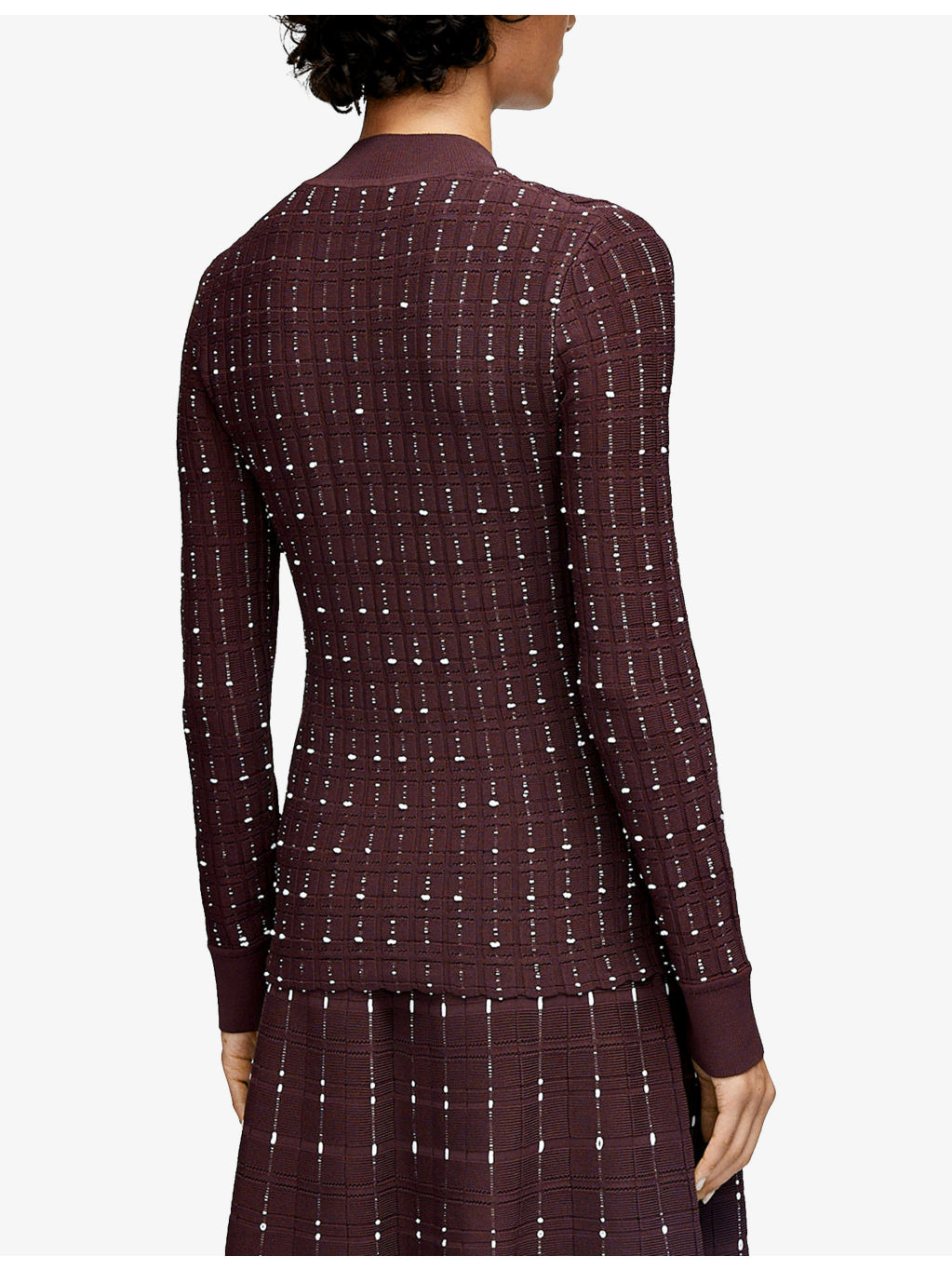 Fragmented Stripe Mock-Neck Stretch-Knit Top - 4