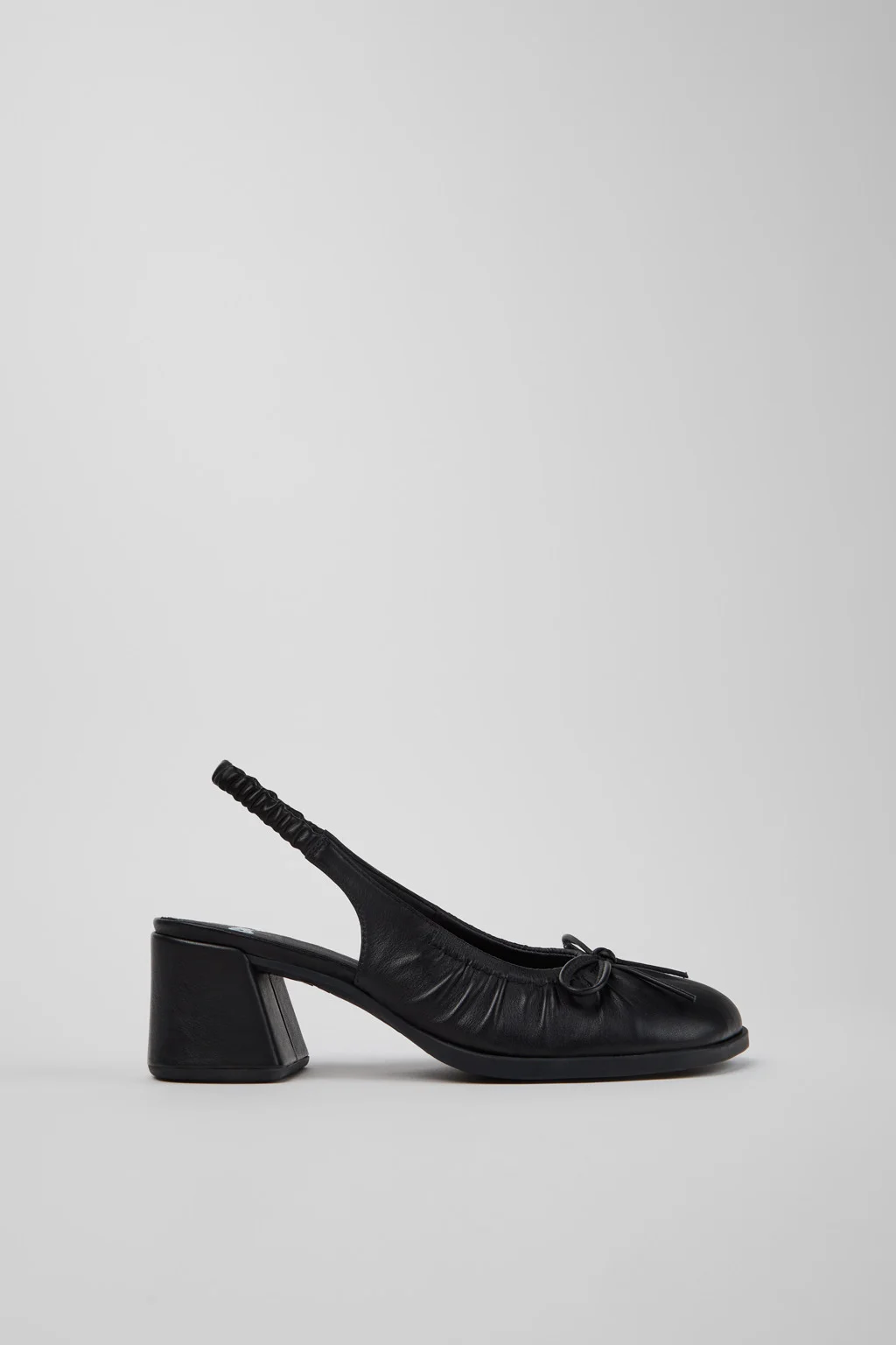 Kora Black Leather Semi-Open Shoes for Women. - 1