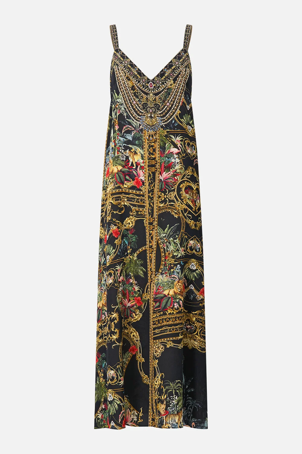 V NECK MIDI SLIP DRESS PALACE ZOOLOGY - 1
