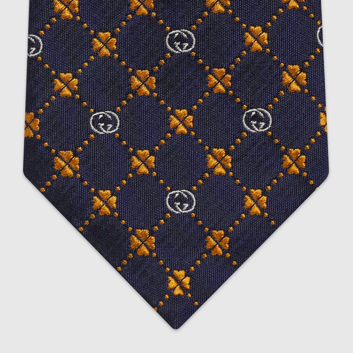 Interlocking G and clover silk tie - 3