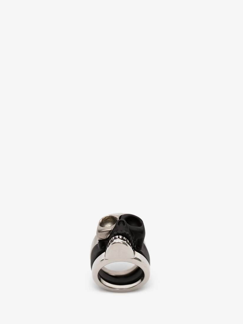 Divided Skull Ring in Antique Silver - 1