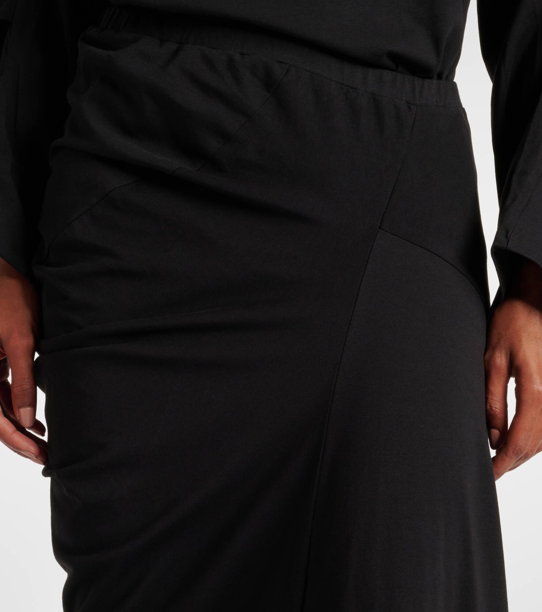Draped cotton jersey maxi skirt - 4