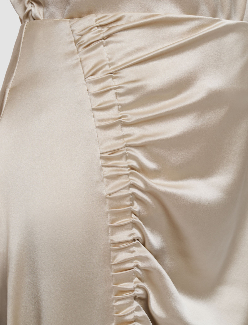 Andrea Ruched Silk Satin Skirt 4