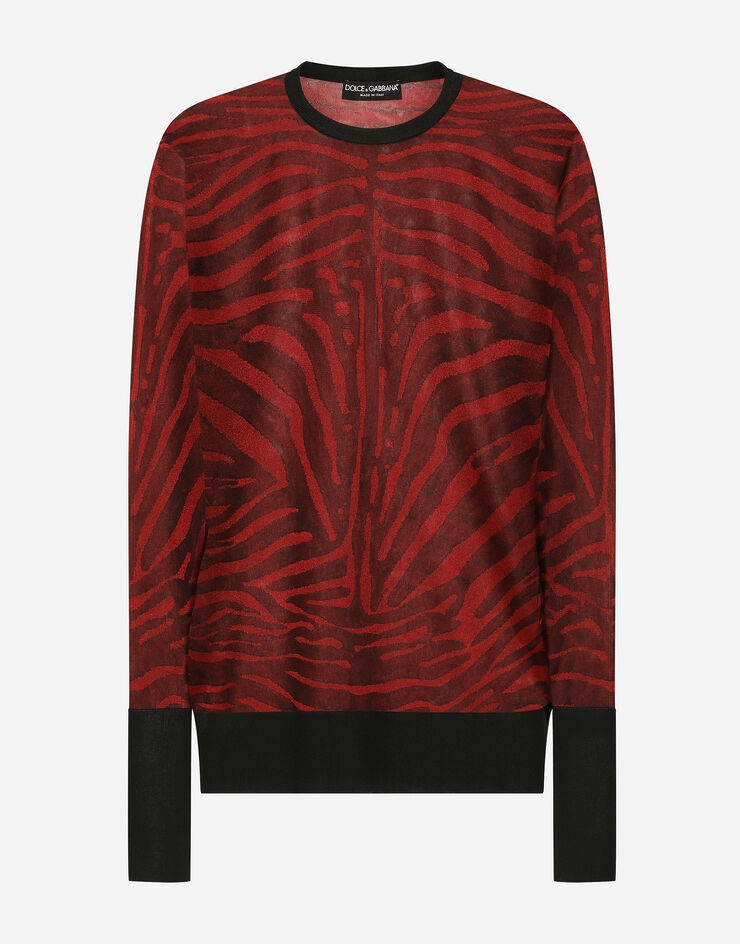 Sheer zebra-design jacquard sweater - 1