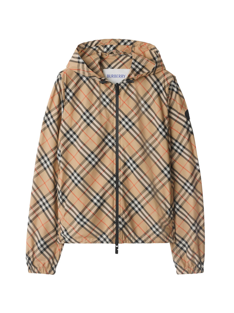 Women's Check Hooded Jacket - Sand Ip Check 1